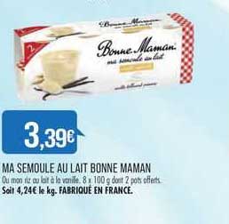 ma semoule au lait bonne maman