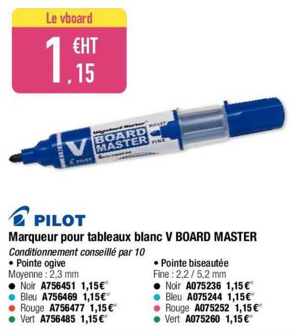 marqueur pour tableaux blanc v board master pilot
