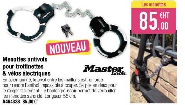 menottes antivols pour trottinettes & vélos électriques master lock