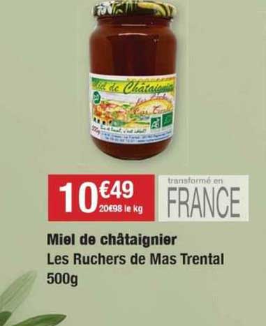 Miel De Châtaignier Les Ruchers De Mas Trental 500g