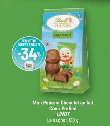mini poussin chocolat au lait coeur praliné lindt