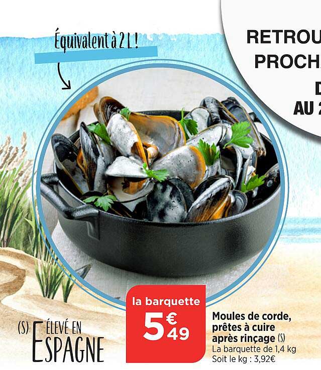 moules de corde prêtes à cuire après rinçage