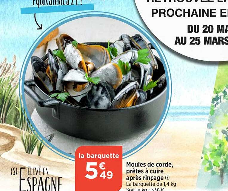 moules de corde prêtes à cuire après rinçage