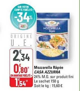 mozzarella râpée casa azzurra