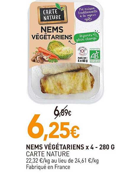 nems végétariens x 4 carte nature