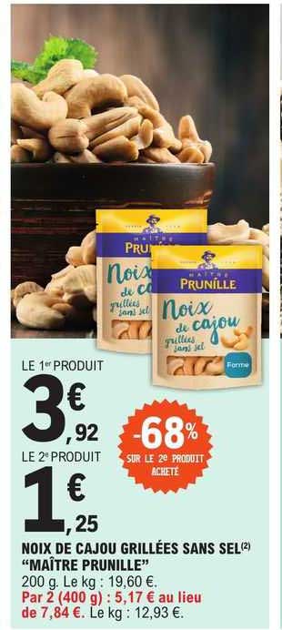 Noix De Cajou Grillées Sans Sel "maître Prunille"