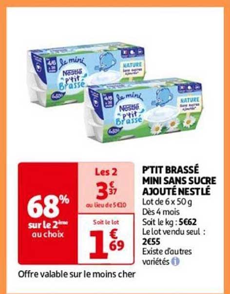 p'tit brassé mini sans sucre ajouté nestlé