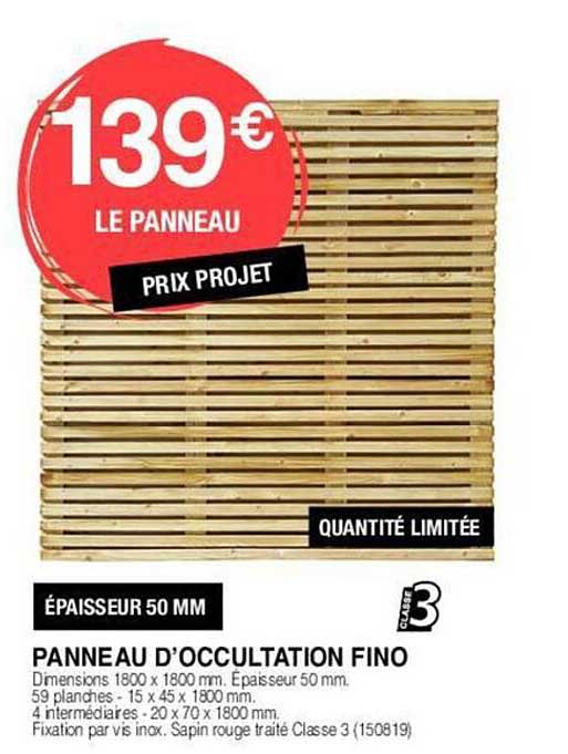panneau d'occultation fino