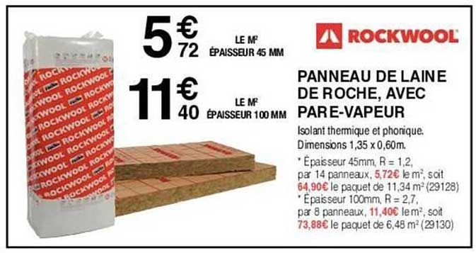 panneau de laine de roche, avec pare-vapeur