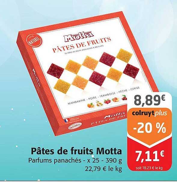 pâtes de frutis motta parfums panachés