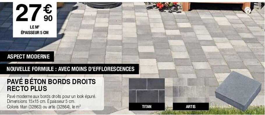 pavé béton bords droits recto plus