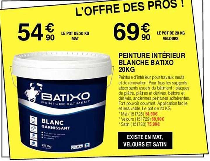 peinture intérieur blanche batixo 20 kg