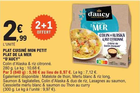 plat cuisiné mon petit plat de la mer "d'aucy"