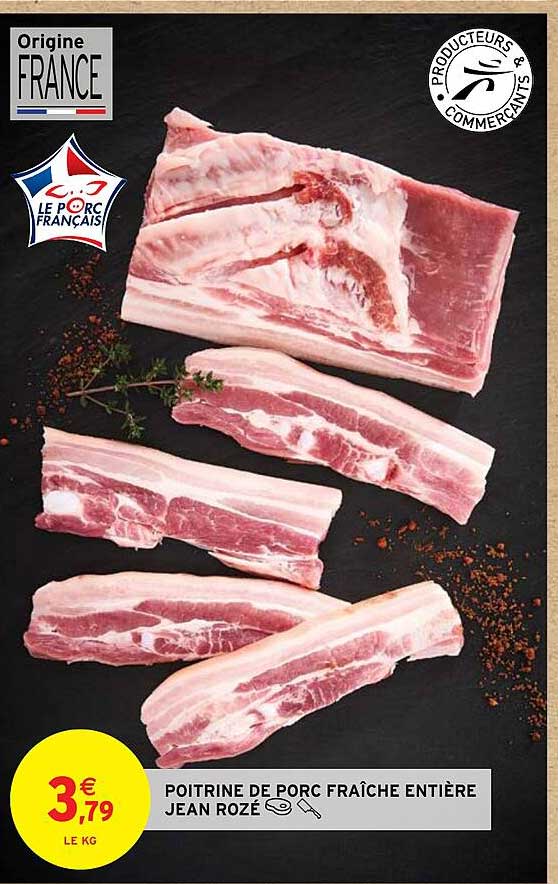 poitrine de porc fraîche entière jean rozé