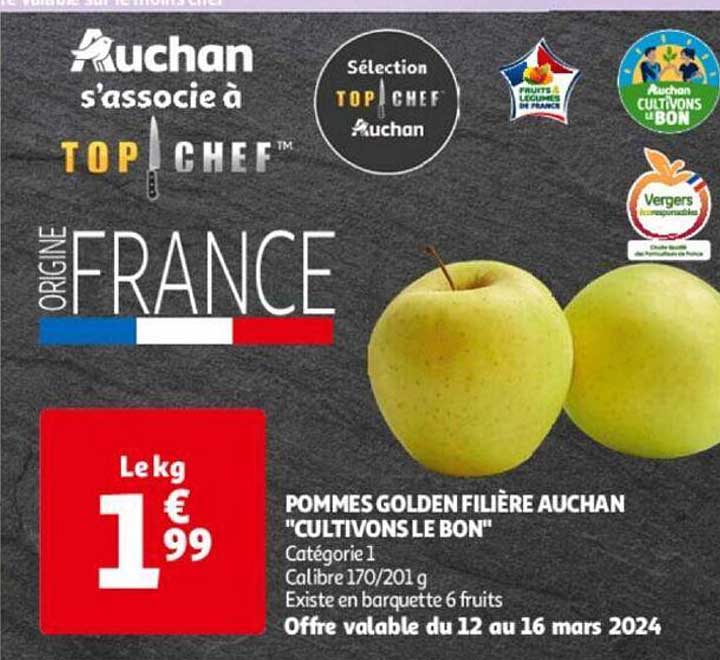 pommes golden filière auchan "cultivons le bon"