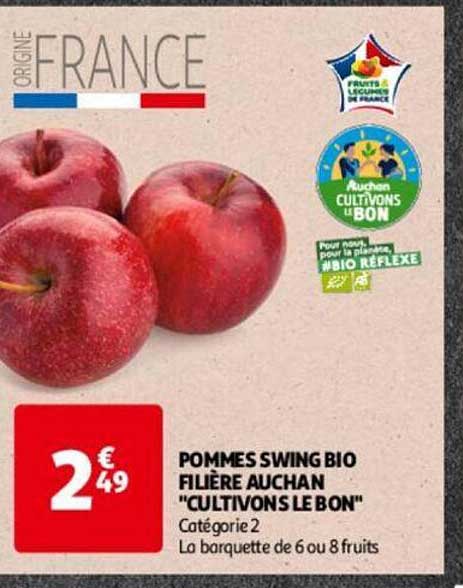 pommes swing bio filière auchan "cultivons le bon"