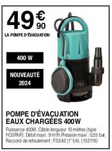 pompe d'évacuation eaux chargées 400 w