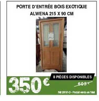 porte d'entrée bois exotique alwena 215 x 90 cm