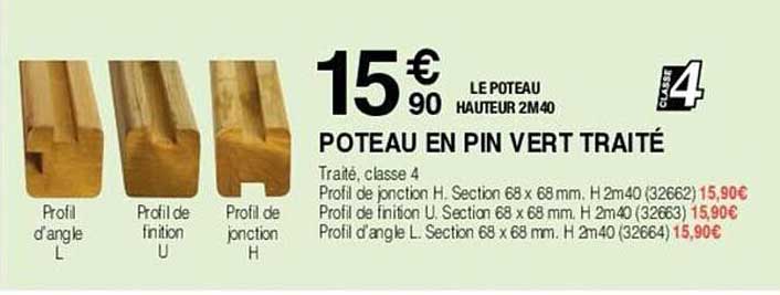 poteau en pin vert traité