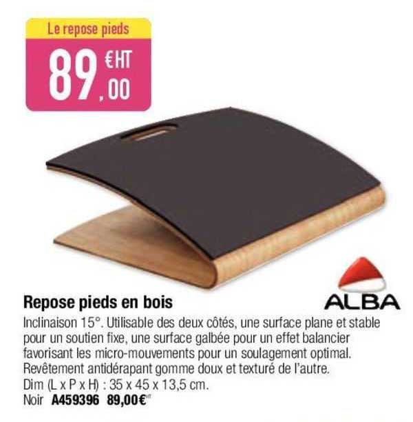 repose pieds en bois alba