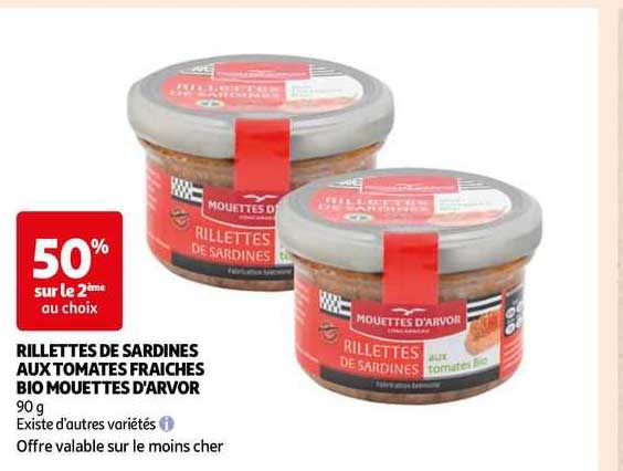 rillettes de sardines aux tomates fraîches bio mouettes d'arvor