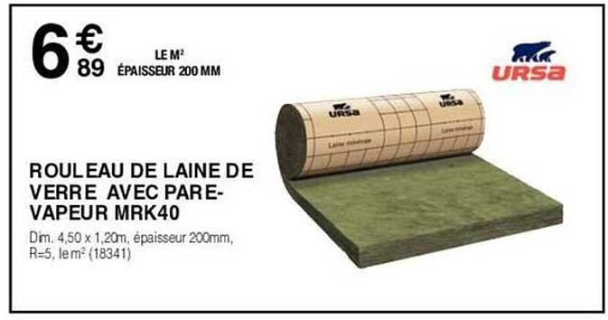 rouleau de laine de verre avec pare-vapeur mrk40
