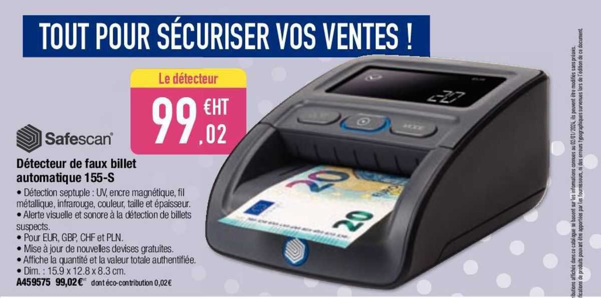 safescan détecteur de faux bille automatique 155-s