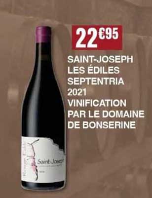 saint-joseph les édiles septentria 2021 vinification par le domaine de bonserine