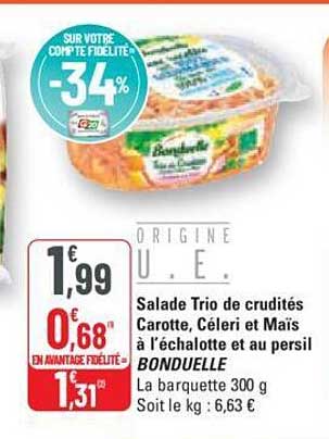 salade trio de crudités carotte, céleri et maïs à l'échalotte et au persil bonduelle