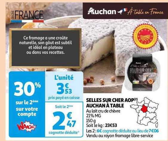 selles sur cher aop auchan à table