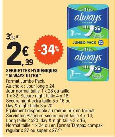 serviettes hygiéniques "always ultra"