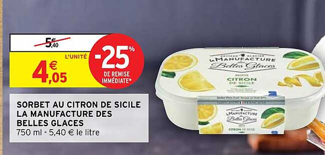 sorbet au citron de sicile la manufacture des belles glaces