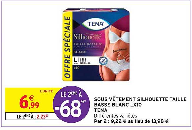 sous vêtement silhousette taille basse blanc lx10 tena