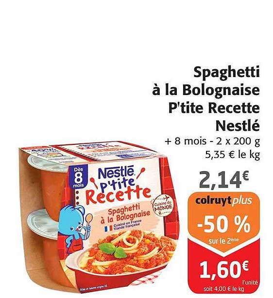 spaghetti à la bolognaise p'tite recette nestlé