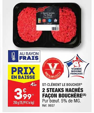 st-clément le boucher 2 steaks hachés façon bouchère