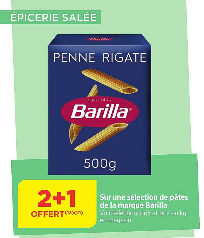 sur une sélection de pâtes de la marque barilla