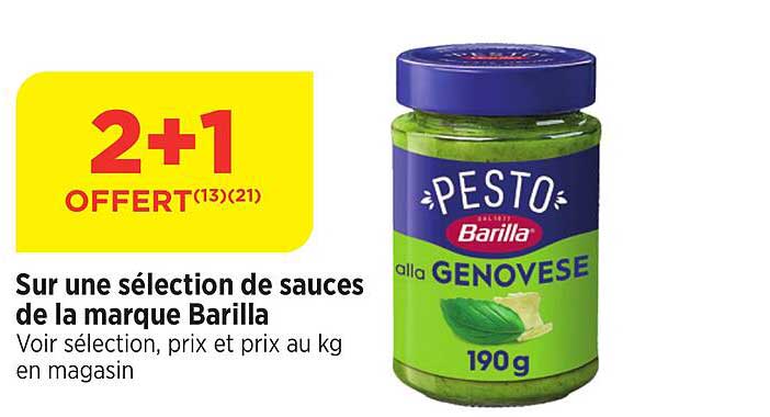 sur une sélection de sauces de la marque barilla