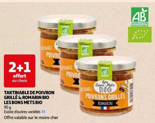 tartinable de poivron grillé & romarin bio les bons mets bio