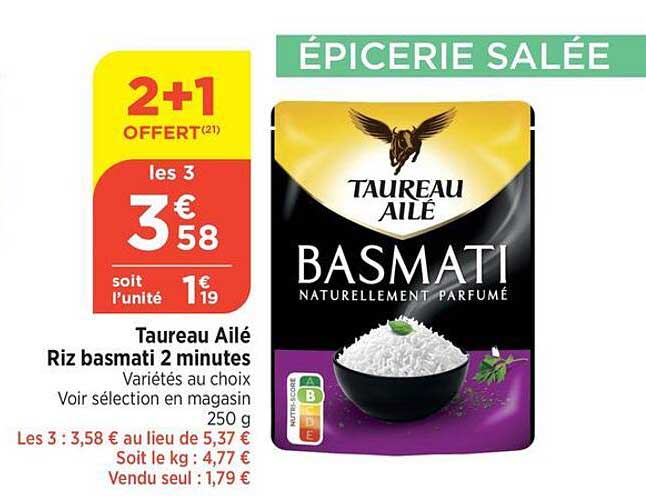 Taureau Ailé Riz Basmati 2 Minutes