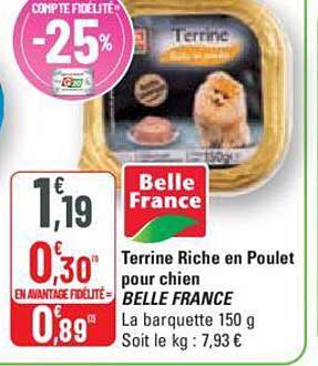terrine riche en poulet pour chien belle france