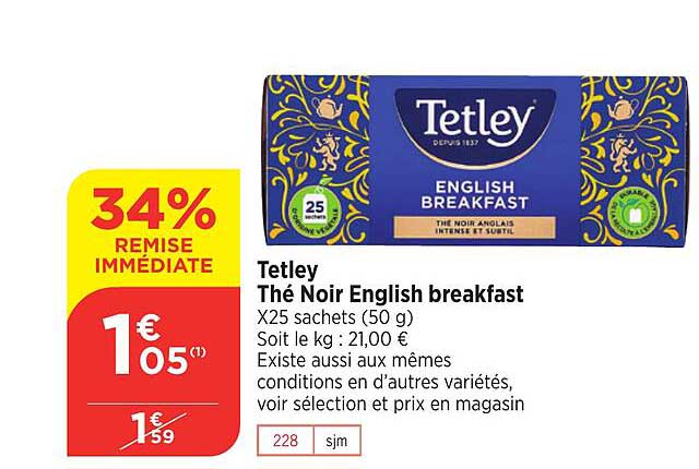 tetley thé noir english breakfast