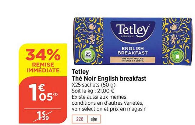 tetley thé noir english breakfast