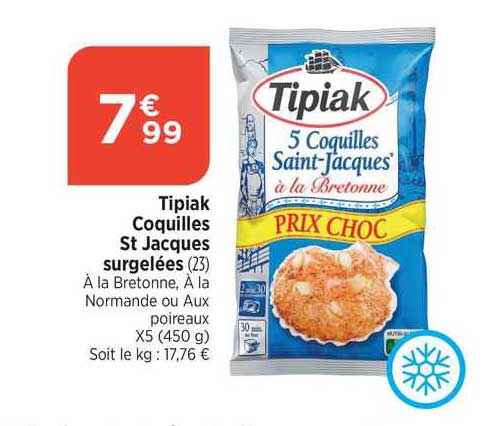tipiak coquilles st jacques surgelées
