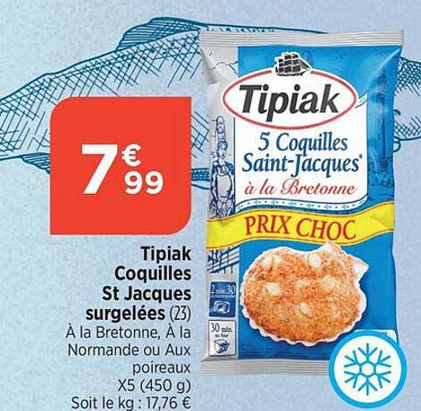 tipiak coquilles st jacques surgelés