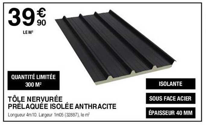 tôle nervurée prélaquée isolée anthracite