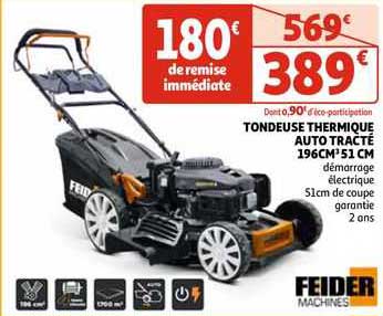 tondeuse thermique auto tracté 196 cm³ 51 cm feider