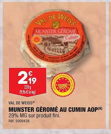 val de weiss munster géromé au cumin aop
