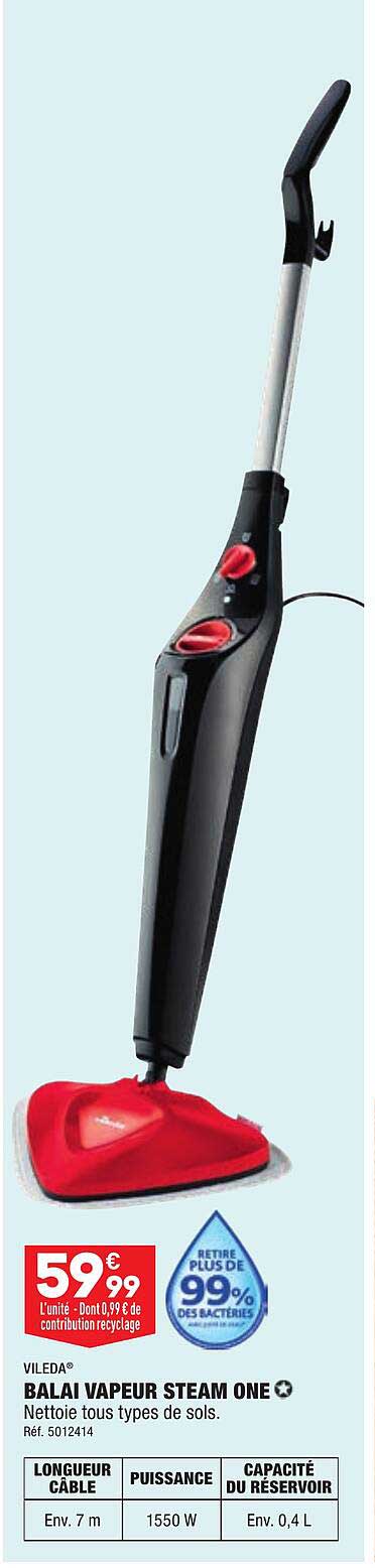 Vileda Balai Vapeur Steam One