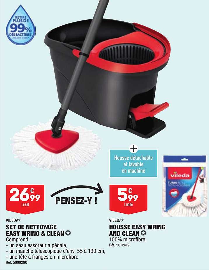 vileda set de nettoyage easy wring & clean vileda housse easy wring and clean