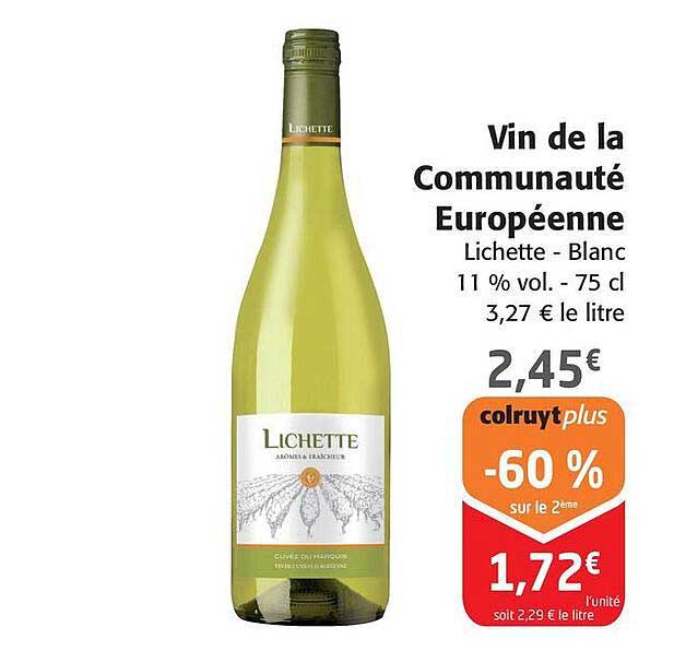 vin de la communauté européenne lichette-blanc